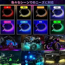 (A) RGB LED Lサイズ テープライト アンダーライト 4本セット サウンドセンサー 内蔵 フルカラー 防水 IP65フラッシュ リモコン スマホ操作_画像4