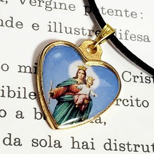 値下げ「イタリア直輸入 聖母マリアの護りと祈りセット - ハートメダイ・コードネックレスとホーリーカード」