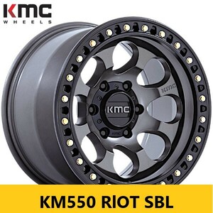 アンスラサイト 黒ナット24個付 新品4本 KMC KM550 RIOT SBL 8.5J×17in IS10 139.7 オープンカントリーR/T 285/70R17 トライトン