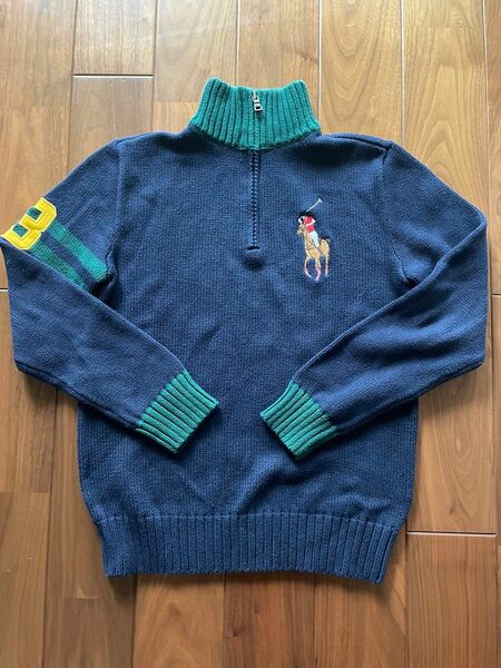 POLO RALPH LAUREN ポロ ラルフローレン コットン セーター ハーフジップ ネイビー　ニットセーター