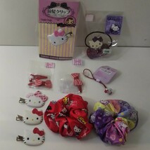 1455送料無料 ハローキティ ヘアアクセサリー セット サンリオ HELLO KITTY 前髪クリップ ヘアゴム ピン シュシュ キティちゃん_画像1