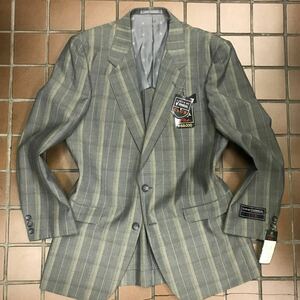 【定価6,8万 DORMEUIL】 テーラードジャケット A7 XL チェック柄　春夏　麻　モヘア混　ストライプ サイドベンツ