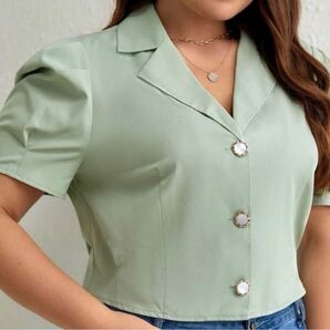 大きいサイズ トップス 4XL ミントグリーン