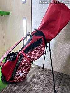 【中古】HONMA 本間ゴルフ 9.5型（47インチ対応） 軽量タイプ スタンド式キャディバック 6分割　黒×白×赤