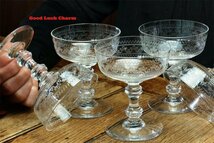 1900年頃 BACCARAT オールド バカラ ヨーロピアン アンティーク シャンパングラス デザートプレート 皿 クリスタルグラス セット_画像1