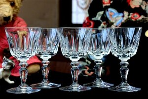 BACCARAT 5本 オールド バカラ クリスタルグラス ビンテージワイングラス / フランス アンティーク 硝子器 クリスタル ガラス 硝子器