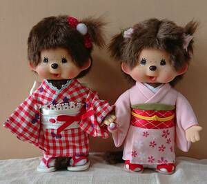 中古　★桜モンチッチ　　浴衣ガールモンチッチ　2体セット 着物★　Monchhichi