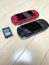 1000円スタート売り切りPSP PSP-3000 2個セットソニー プレイステーションポータブル SONY ポータブル レッド ブラック　ゲー厶機 _画像2