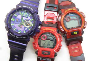 16004 ロ603-116　G-SHOCK　腕時計 3本 まとめ　Gショック　1647　DW-9000　ガンダム　5363　GAC-110　赤 紫　CASIO　中古品　60