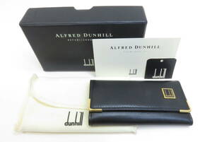 16026 ロ603-163　ALFRED DUNHILL 1893　キーケース　4連　ブラック×ゴールド色　黒色　レザー　ダンヒル 小物　箱あり　60