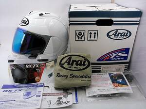 【送料無料】良品 Arai アライ RX-7X ホワイト Mサイズ ミラーシールド＆元箱付き フルフェイスヘルメット