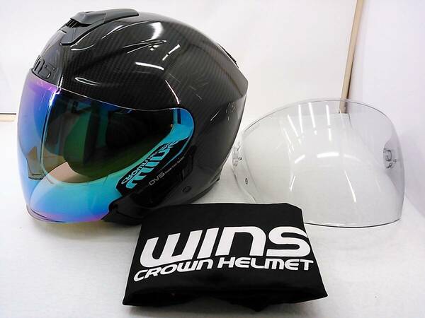 【送料無料】程度上 WINS A-FORCE RS JET Lサイズ ミラーシールド付き ドライカーボンシェル インナーバイザー