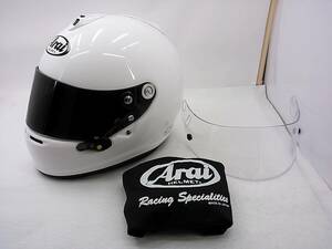 【送料無料】2022年製 使用極わずか Arai アライ GP-6S 8859 ホワイト Mサイズ スモークシールド付き 4輪用 カート フルフェイスヘルメット