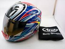 【送料無料】程度上 Arai アライ RX-7 RR4 NAKANO ナカノ Mサイズ ミラーシールド付き 中野真矢 フルフェイスヘルメット_画像1