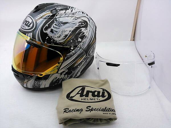 【送料無料】良品 Arai アライ RX-7X KIYONARI キヨナリ Lサイズ ミラーシールド付き フルフェイスヘルメット 清成龍一