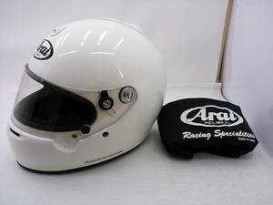 【送料無料】試着程度 保管品 良品 Arai アライ GP-5S ホワイト Mサイズ 57-58cm 4輪用 カート フルフェイスヘルメット