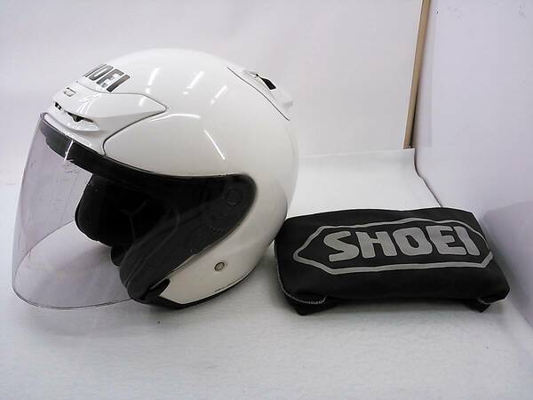 【送料無料】良品 SHOEI ショウエイ J-FORCEⅡ J-FORCE2 WHITE ホワイト Mサイズ ジェットヘルメット