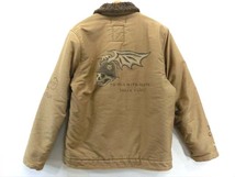 美品 ウィアード WEIRDO WRD-13-AW-05 WRD N-1 デッキジャケット 　スカル　ドクロ　khaki　L　ハンドペイント_画像2