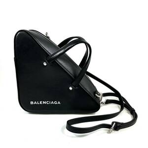 ☆美品！☆BALENCIAGA トライアングル ダッフルSサイズ ブラック レザー 2WAY ショルダーバッグ ハンドバッグ レディース NTRL