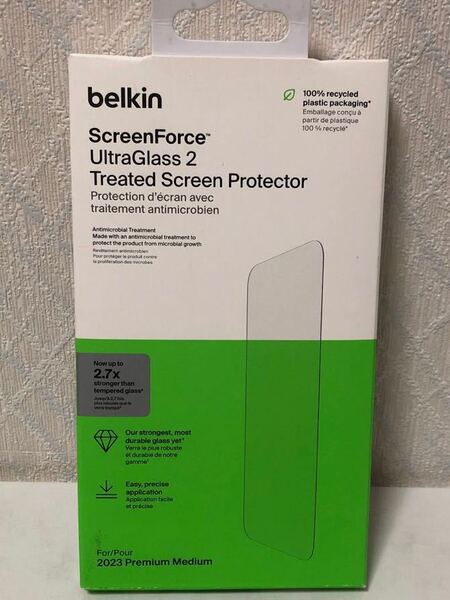 603i0512 【Apple公認ガラスフィルム】Belkin iPhone 15 Pro用 UltraGlass 2保護ガラスフィルム 超強化ガラス 抗菌 0.29mm 