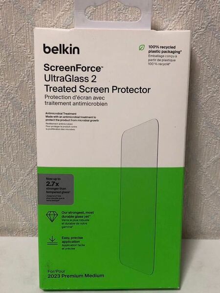 603i0515 【Apple公認ガラスフィルム】Belkin iPhone 15 Pro用 UltraGlass 2保護ガラスフィルム 超強化ガラス 抗菌 0.29mm 
