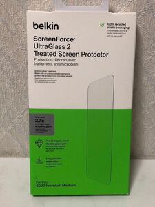 603i0513 【Apple公認ガラスフィルム】Belkin iPhone 15 Pro用 UltraGlass 2保護ガラスフィルム 超強化ガラス 抗菌 0.29mm 