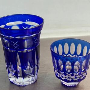 (3-23) 江戸切子 切子 切子グラスエドキリコ まとめ売り ぐい呑み ガラス グラス ビールグラス 藍 赤の画像6