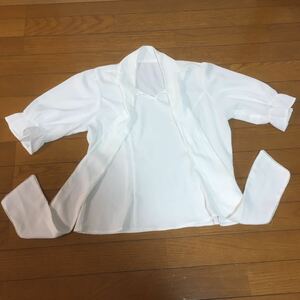レディース ファッション 半袖 Fサイズ ブラウス 白 洗濯済み 送料230円 1