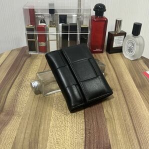 【田中革具】 長財布 ラムスキン イントレチャート コンパクト財布 三つ折り財布 レディース 本革 新品 未使用 送料無料 人気商品 ブラックの画像3