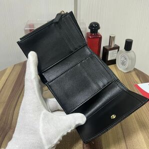 【田中革具】 長財布 ラムスキン イントレチャート コンパクト財布 三つ折り財布 レディース 本革 新品 未使用 送料無料 人気商品 ブラックの画像6