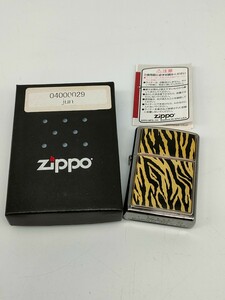 1円〜 Zippo ジッポー オイルライター Ⅰ 08 Lark ラーク ゼブラ柄 ZIPPO シルバー系 シルバーカラー 喫煙具 箱つき H