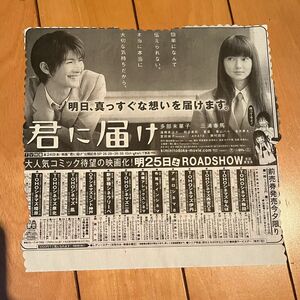 非売品 新聞 君に届け 三浦春馬 多部未華子 切り抜き