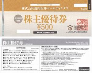 【送料込み９０００円】焼肉坂井ホールディングス株主優待券（１００００円分）　肉匠坂井・村さ来・平禄寿司・とりあえず吾平・えん屋