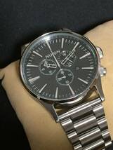 ◆美品 ニクソン セントリー クロノ NIXON Sentry Chrono 美品 黒文字盤　シルバー 圧倒的存在感 ビックフェイス横幅45㎜_画像9