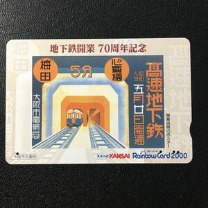 大阪市交通局/2003年度発売開始柄ー「地下鉄開業70周年記念(開業当時のポスター)」ーレインボーカード(使用済スルッとKANSAI)