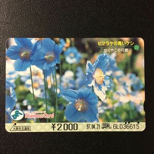 大阪市交通局/1997年度発売開始柄ー咲くやこの花館「ヒマラヤの青いケシ」ーレインボーカード(使用済スルッとKANSAI)