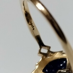 11号 agete CLASSIC アガット K10 ダイヤモンド 透かし リング 指輪 ラピスラズリ シェル マーキス 菱形の画像3