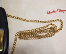 Salvatore Ferragamo フェラガモ P 21 2691 ガンチーニ レザー チェーン ショルダーバッグ ブラック×G金具_画像10