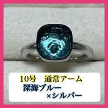 054ブルー×シルバーキャンディーリング指輪ストーン ポメラート風ヌードリング_画像1