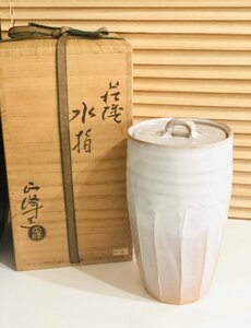  tea utensils tea ceremony water jar small height regular . structure Hagi .* cover lack equipped also box equipped | also box height approximately 30.5.× width approximately 7. tea ceremony water jar height approximately 23.× width approximately 12.| handicraft ceramics 