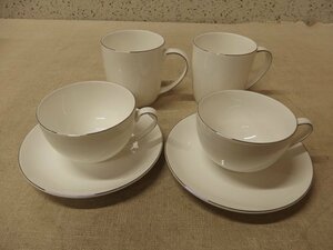 0240198w[Franc Franc cup & saucer 2 customer mug 2 customer ] franc franc / silver .× white / secondhand goods 