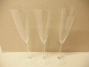 0620581w【Champagne Drappier シャンパングラス 3客】シャンパーニュ/ドラピエ/酒器/口径5.2×H23.4cm/中古品