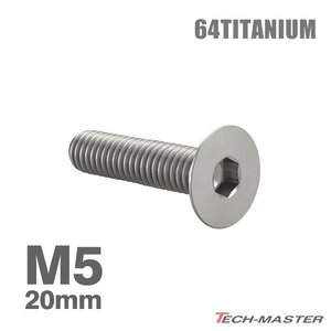 M5×20mm P0.8 64チタン合金 皿ボルト 六角穴付き キャップボルト シルバー 原色 車/バイク/自転車 ドレスアップ パーツ 1個 JA1506