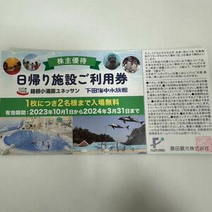 箱根小涌園ユネッサン　日帰り施設ご利用券藤田観光 箱根小涌園ユネッサン 下田海中水族館 