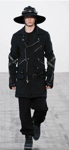 【未使用品】JUNYA WATANABE MAN 23AWパリコレクション コムデギャルソン ジュンヤワタナベマン エステル縮絨 ライダースコートSサイズ