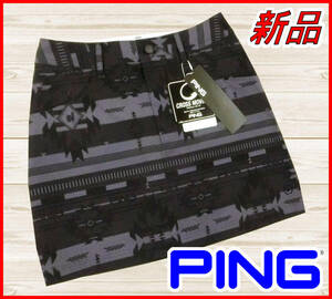 【国内正規品】55%OFF◆PINGピンゴルフスカート◆春夏ニューネイティブプリントストレッチ台形センタースリット◆グレーSS7号定価:12,100円