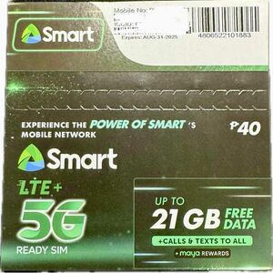 フィリピン　Philippines SMART SIMカード　プリペイド　1枚　ラスト1枚