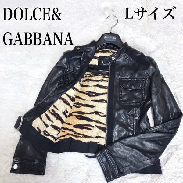 美品 DOLCE&GABBANA 虎柄 レザージャケット ライダースジャケット ドルガバ