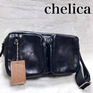 美品 chelica チェリカ ヴィンテージ オールレザー ボディバッグ ロゴ