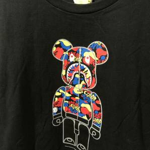 1円 A BATHING APE アベイシングエイプ × MEDICOM TOY メディコムトイ SHARK BEAR T Tシャツ プリント サイズL ブラック FKの画像2